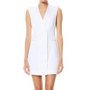 NWT Alice and Olivia White Valentina Tuxedo Mini Dress 4 (S)